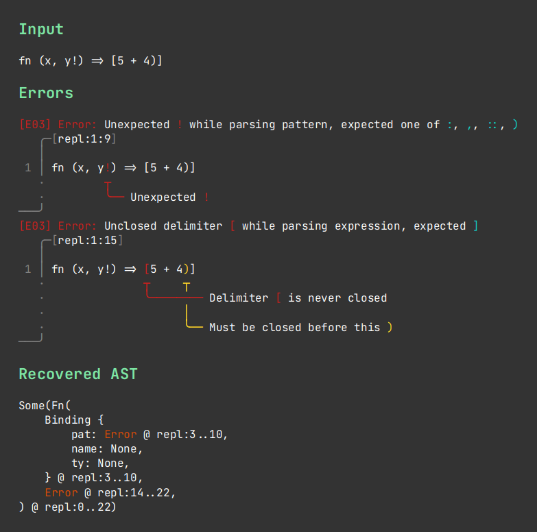 Sample Compiler Diagnostics With Chumsky